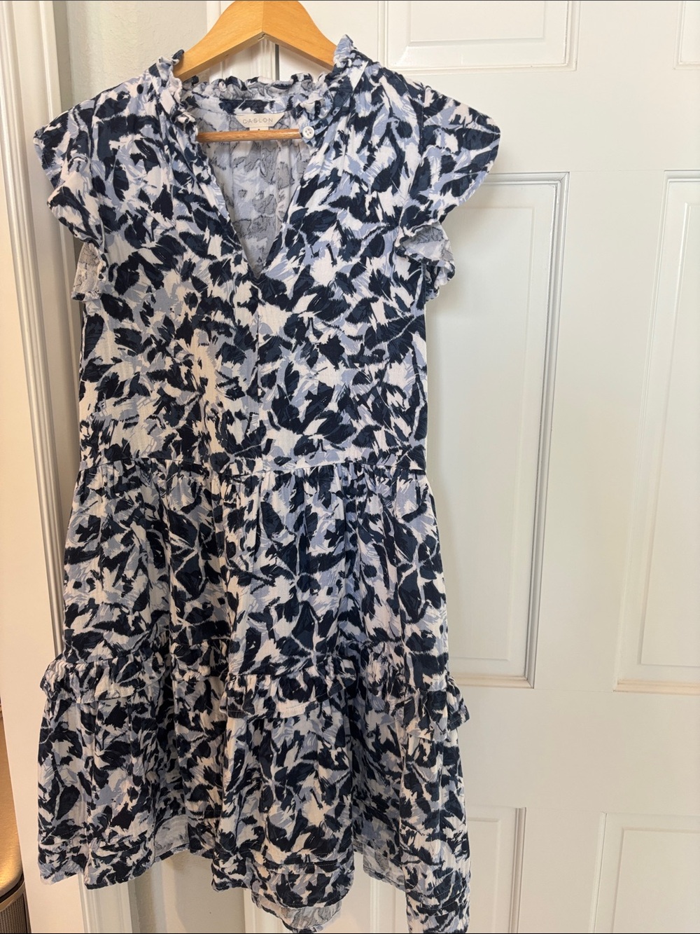 Caslon Navy and White Floral Ruffle Dress